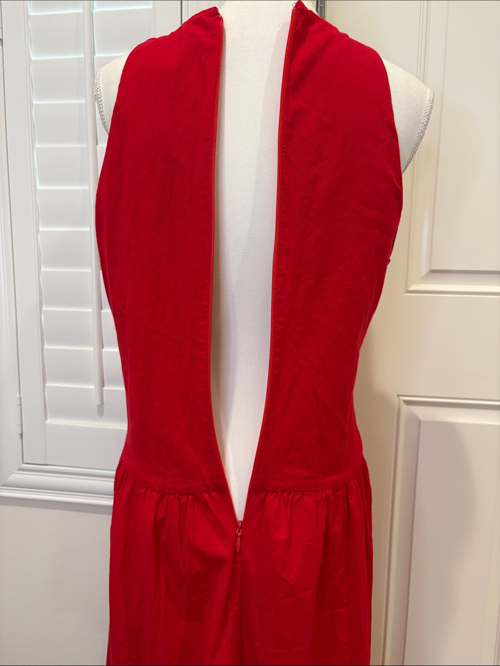 Abercrombie & Fitch Cotton High Neck Drop Waist Sleeveless Maxi Dress Red New L - Picture 9 of 12